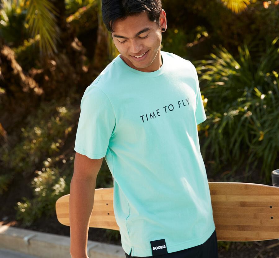 Hoka One One Mens Tee - Brand - Mint - GFRV06354